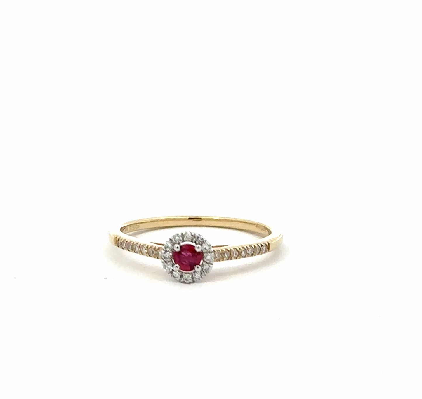 9ct yellow and white gold, ruby and diamond cluster ring Ring Amore