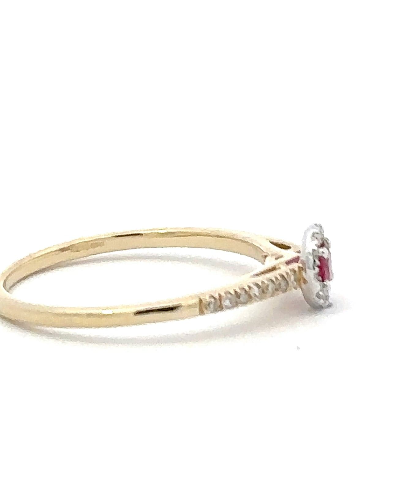 9ct yellow and white gold, ruby and diamond cluster ring Ring Amore