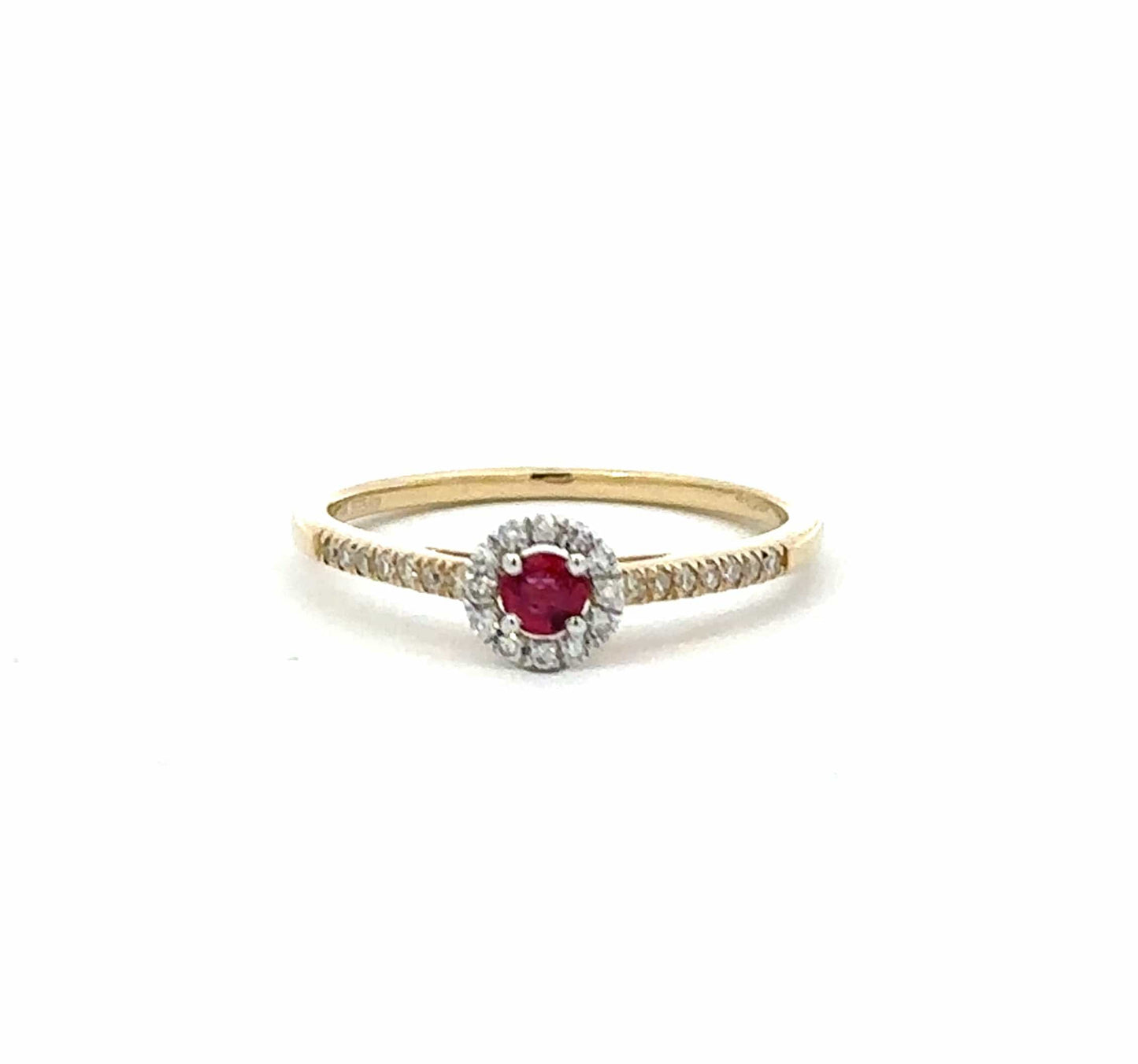 9ct yellow and white gold, ruby and diamond cluster ring Ring Amore