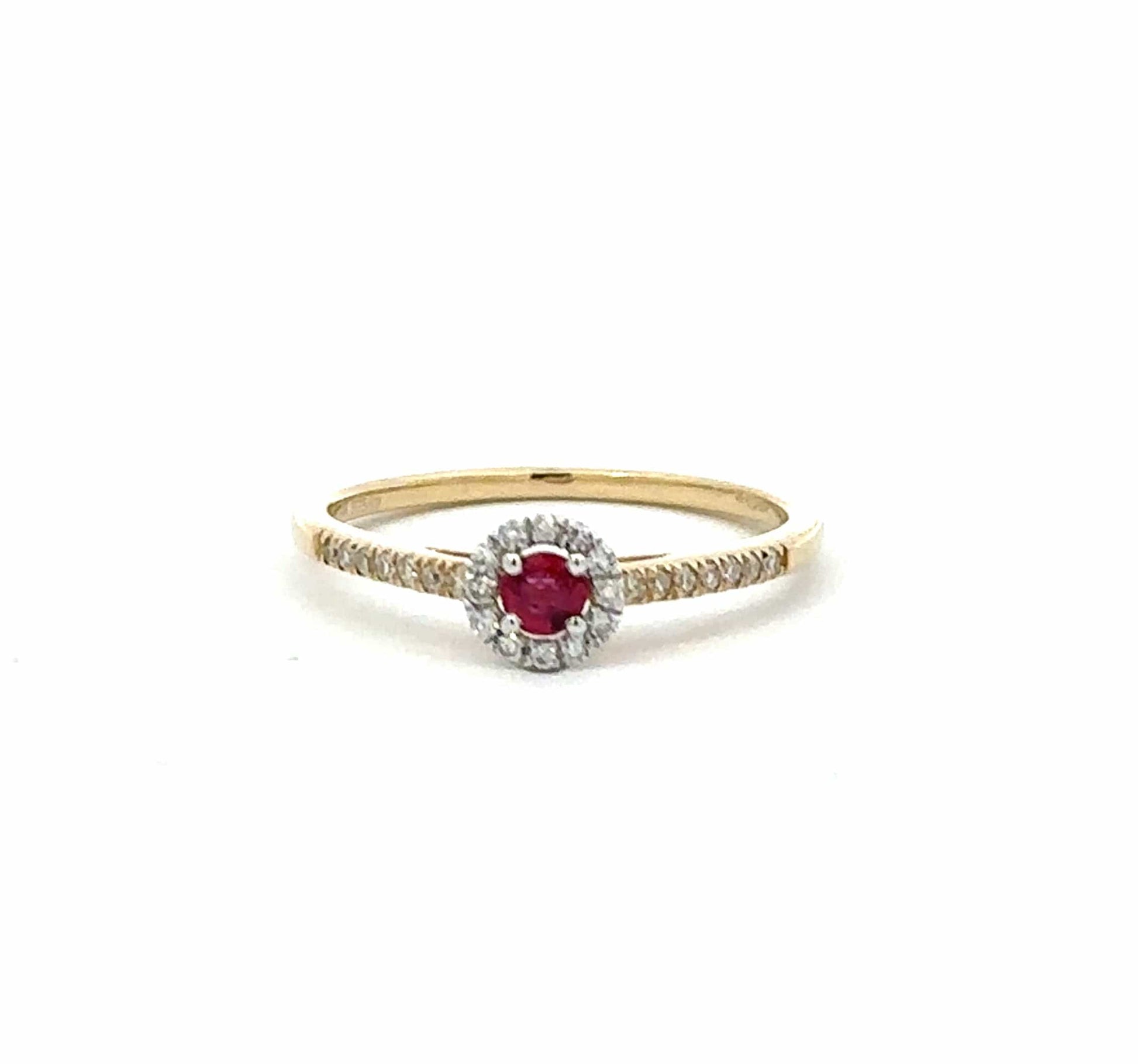 9ct yellow and white gold, ruby and diamond cluster ring Ring Amore