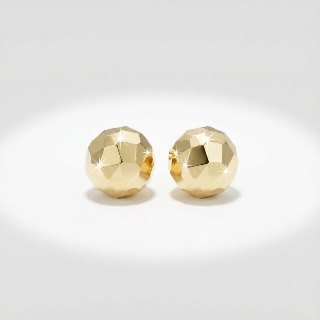 9ct yellow gold 4mm Tiny faceted ball stud earrings, perfect for second piercing. Earrings Stubbs