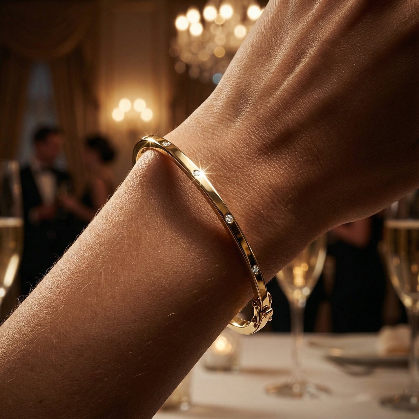 9ct yellow Gold Classic Diamond Hinged Bangle Bangle Stubbs