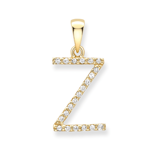 Pendants 9ct yellow gold diamond initial pendants A-Z