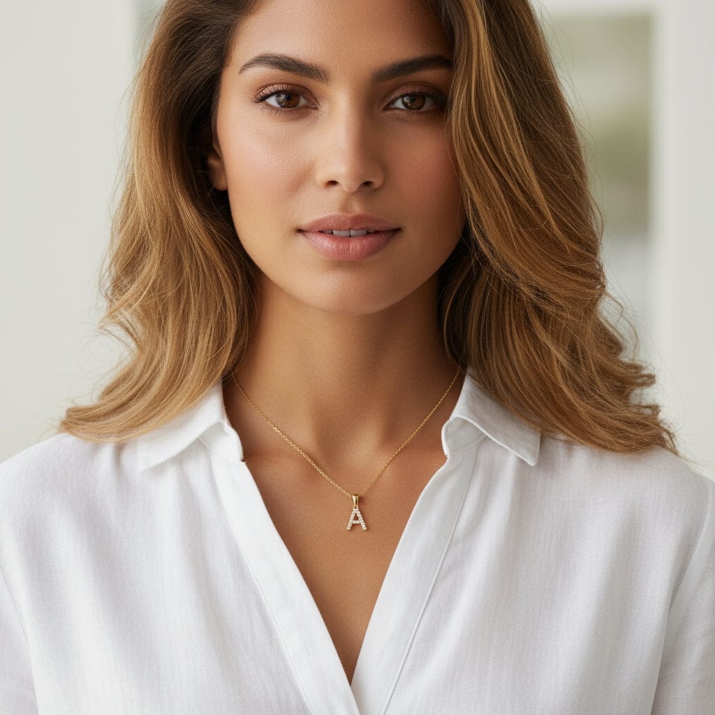 9ct yellow gold diamond initial pendants A-Z Pendants Stubbs