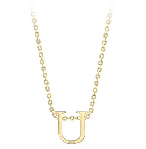 9ct Yellow Gold Initial Pendants A-Z Pendant Stubbs U