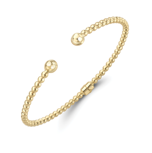 9ct Yellow Gold Beaded Torque Bangle Bangle Stubbs   