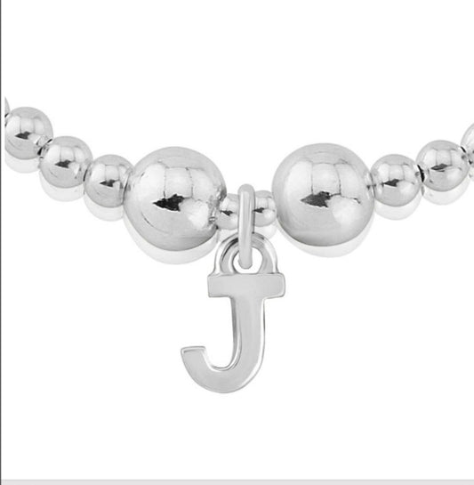 Silver letter J charm bracelet
