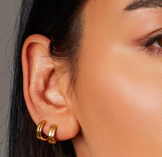 Bevel Unity Golden Huggie Hoop Earrings Earrings Kit Heath   