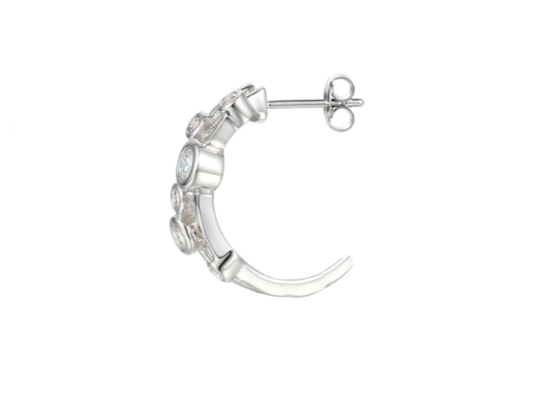 Silver CZ double bubble hoop earrings Earrings Amore   