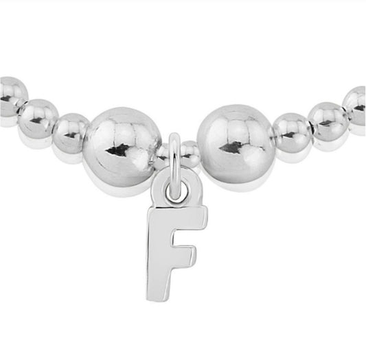Silver letter F charm bracelet