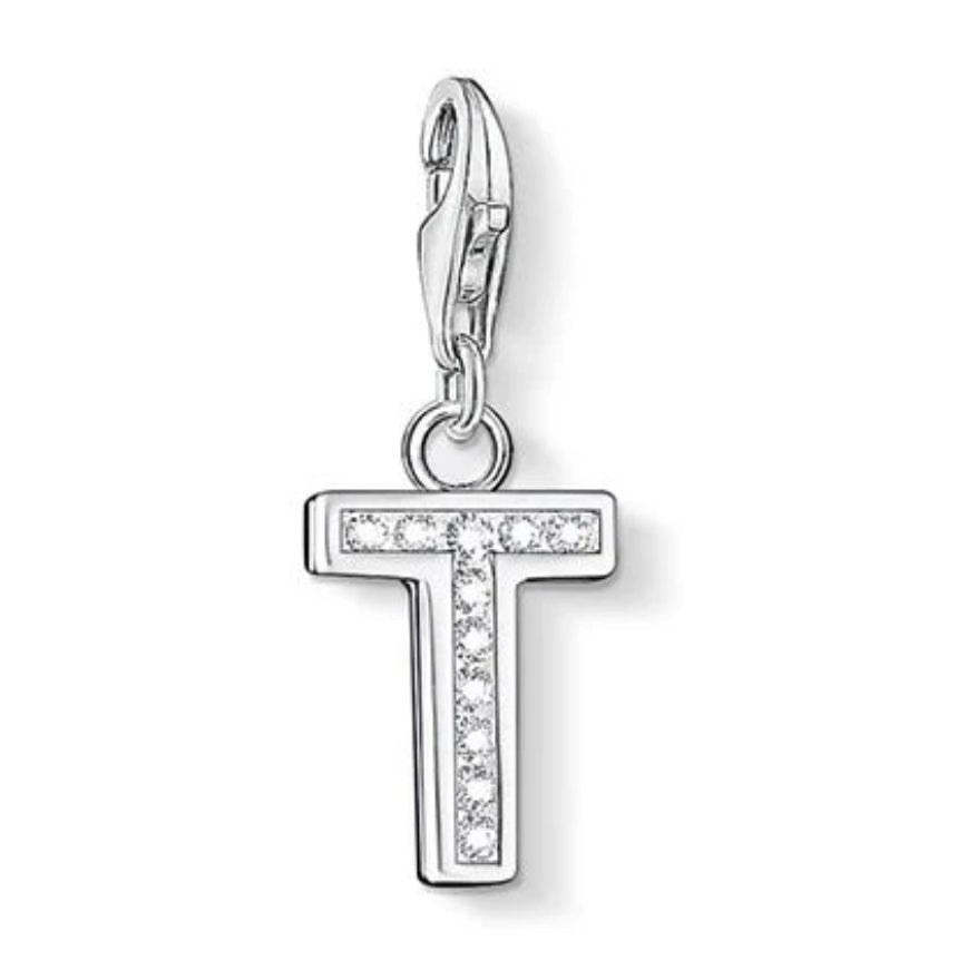 Thomas Sabo Silver T charm with stones 0242