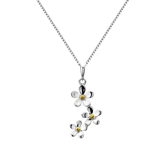 Charming triple daisy handcrafted cluster pendant Necklaces Sea Gems Ltd