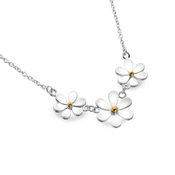 Charming triple daisy handcrafted pendant necklace Necklaces Sea Gems Ltd