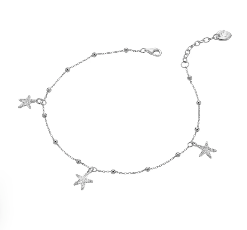 Coral Starfish Silver Anklet Anklet Sea Gems Ltd