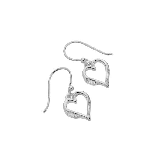 Elegant organic textured heart drop earrings Earrings Sea Gems Ltd
