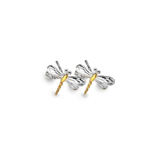 Elegant two-tone dragonfly stud earrings Stud earrings Sea Gems Ltd
