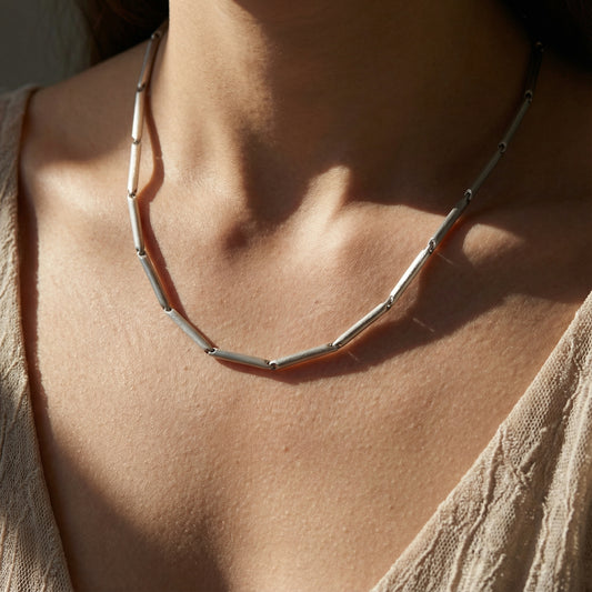 Henrich and Denzel Platinum bar link necklace Necklace Henrich & Denzel