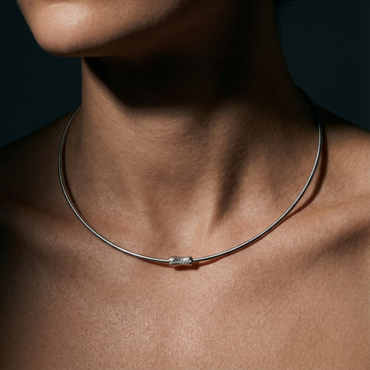 Henrich and Denzel Platinum collar with diamond set clasp