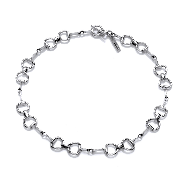 Horse D-ring Snaffle Bit Necklace in Silver Necklaces Cavendish French   