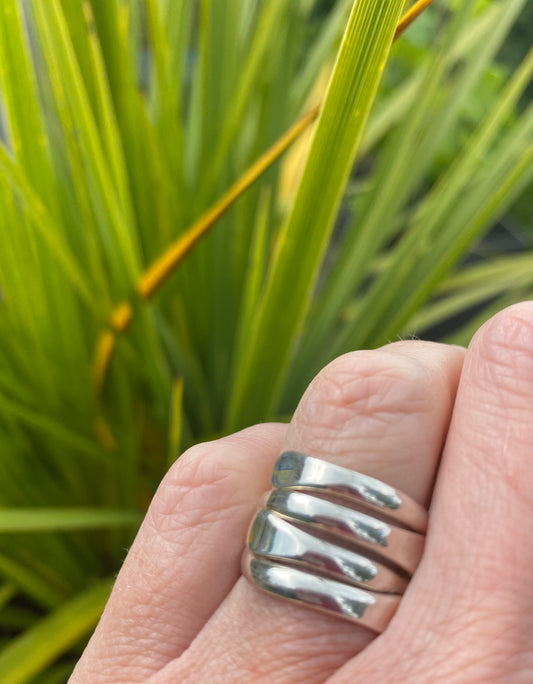 Silver coiled flat ended ring Ring Rock Lobster Jewellery
