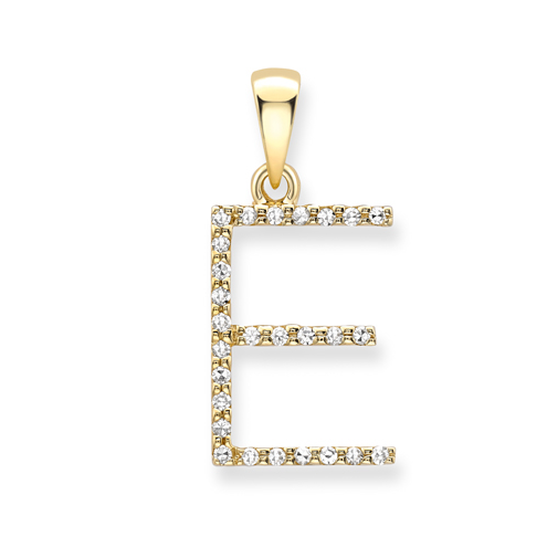 18ct yellow gold diamond initial pendants A-Z Pendants Stubbs E  