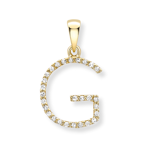 18ct yellow gold diamond initial pendants A-Z Pendants Stubbs G  
