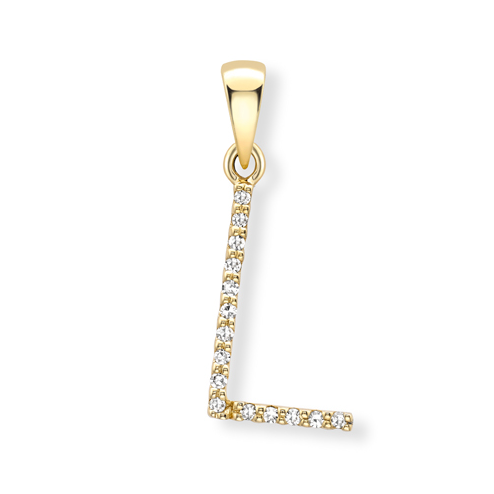 18ct yellow gold diamond initial pendants A-Z Pendants Stubbs L  