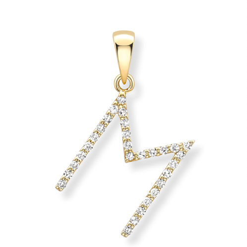 18ct yellow gold diamond initial pendants A-Z Pendants Stubbs M  