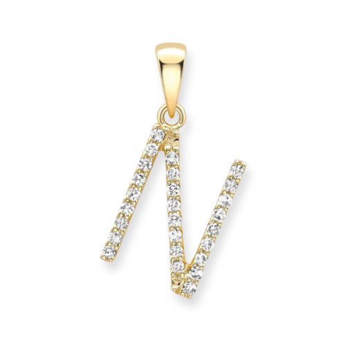 18ct yellow gold diamond initial pendants A-Z Pendants Stubbs N  