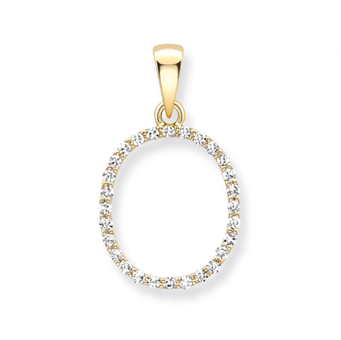18ct yellow gold diamond initial pendants A-Z Pendants Stubbs O  