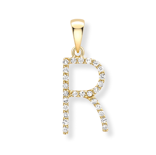 18ct yellow gold diamond initial pendants A-Z Pendants Stubbs R  