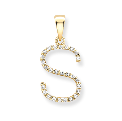 18ct yellow gold diamond initial pendants A-Z Pendants Stubbs S  