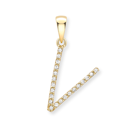 18ct yellow gold diamond initial pendants A-Z Pendants Stubbs V  