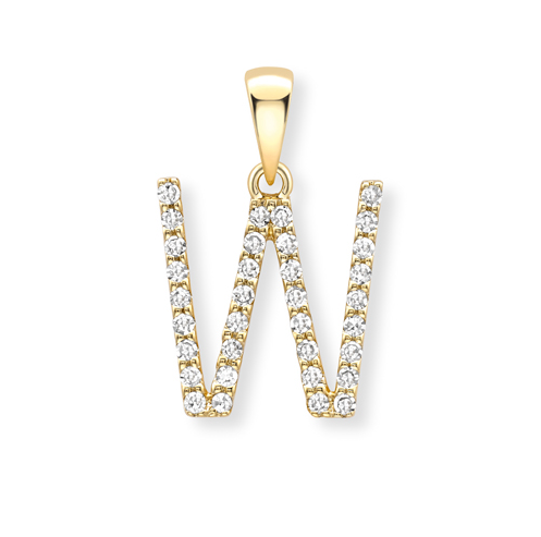 18ct yellow gold diamond initial pendants A-Z Pendants Stubbs W  