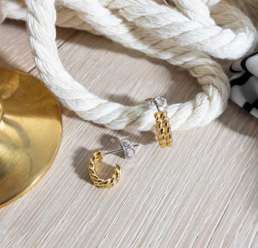 Marina Rope Golden Stud Hoop Earrings Earrings Kit Heath   