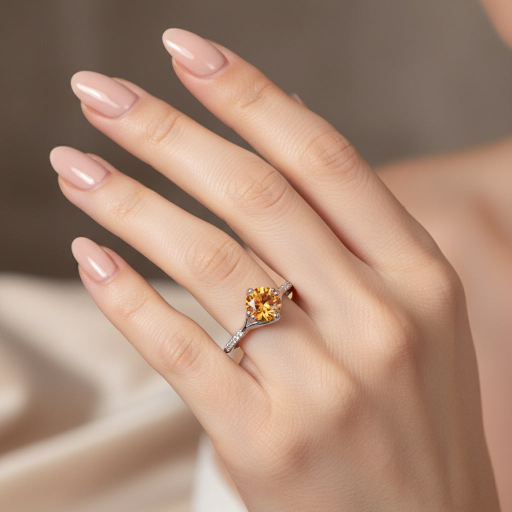 Palladium spessartine garnet diamond ring Ring Stuller