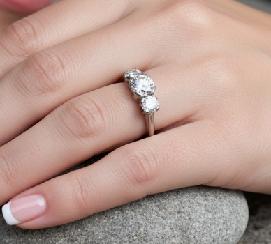 Platinum 1.21 ct certified natural diamond trilogy ring Ring Christopher Wharton