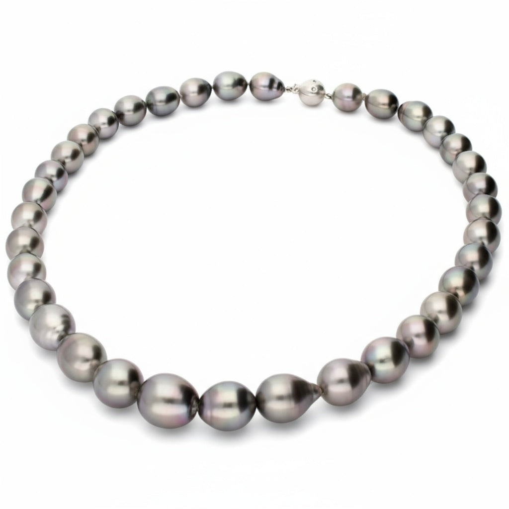 Graduated Tahitian pearl necklace with 18ct Gold & diamond clasp Neckwear Gellner