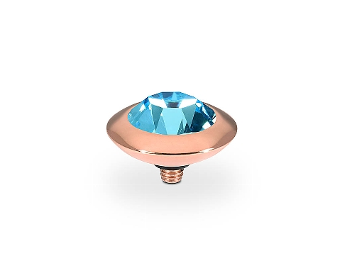 Qudo Ring Rose Gold Top Aquamarine Tondo 13mm 629389 Ring Topper Qudo Composable Rings   