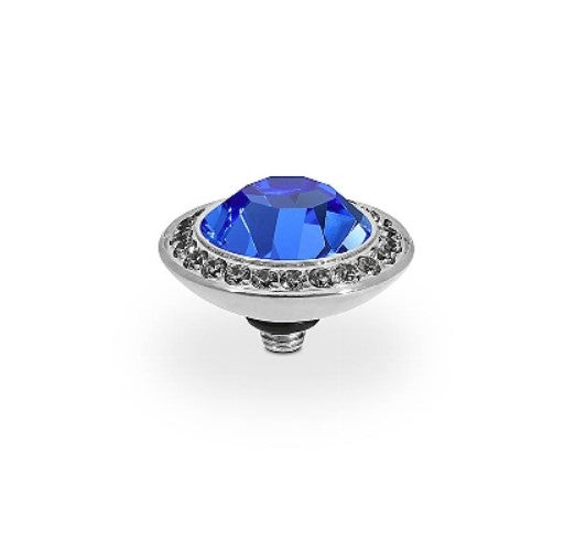 Qudo Tondo Deluxe Silver and Sapphire Ring Gem Top, 13mm Ring Topper Qudo Composable Rings   