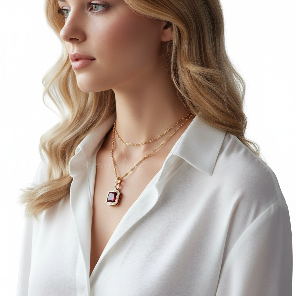 Buchwald 18ct rose gold pink rhodolite diamond and amethyst necklace Pendant Buchwald