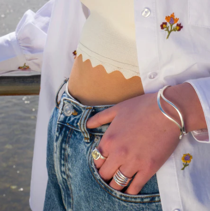 Sculptured silver wave cuff bangle Bangles Sea Gems Ltd