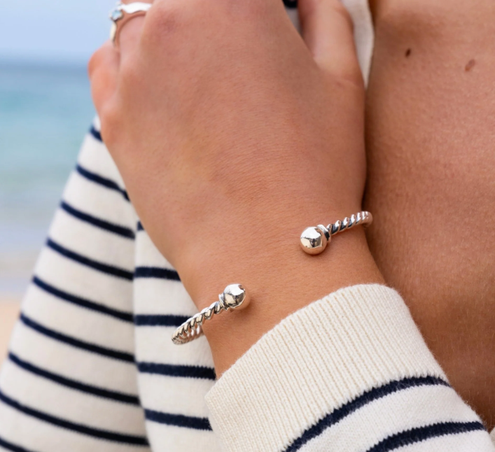 Silver Classic with a Twist Torque Cuff Bangle