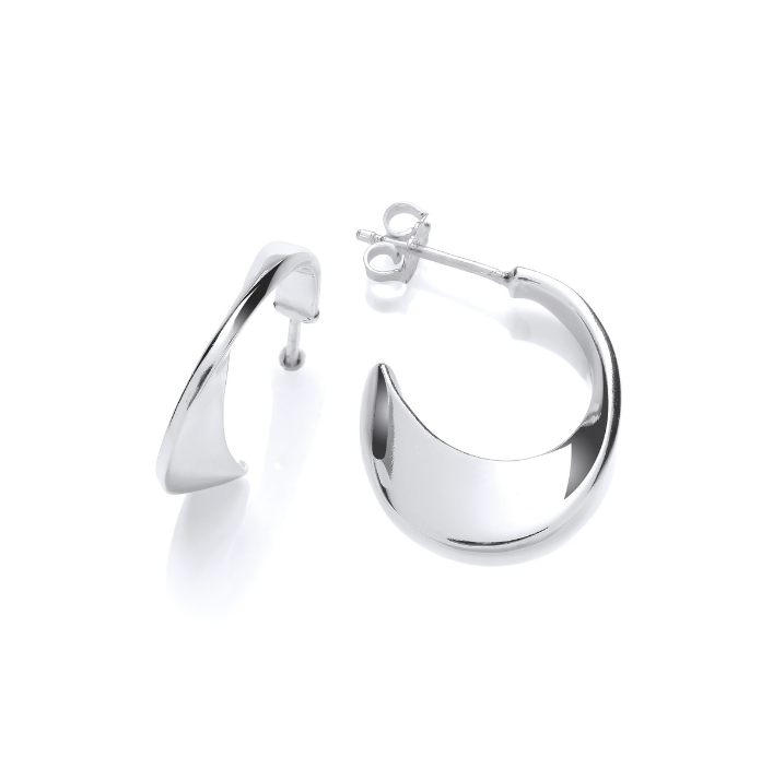 Silver Following the Curve Hoop Earrings Earrings Cavendish French   
