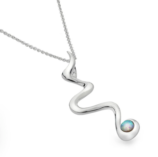 Silver Sea Snake Pendant Necklace