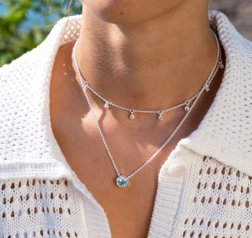 Silver Starlight Necklace with White Topaz
