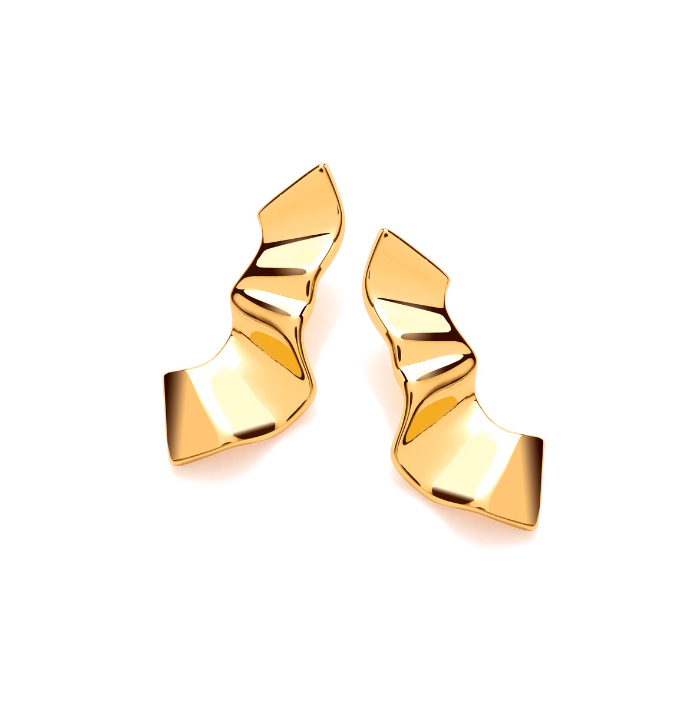 Silver & Gold Shimmering Fold Earrings Earrings Cavendish French   
