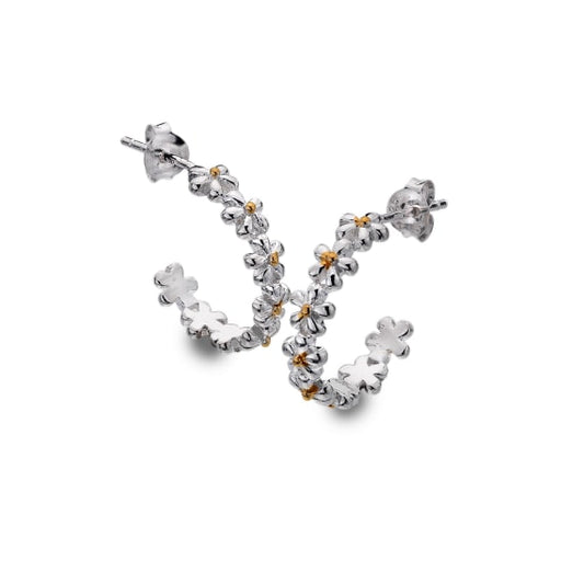 Silver and gold elegant daisy hoops Earrings Sea Gems Ltd