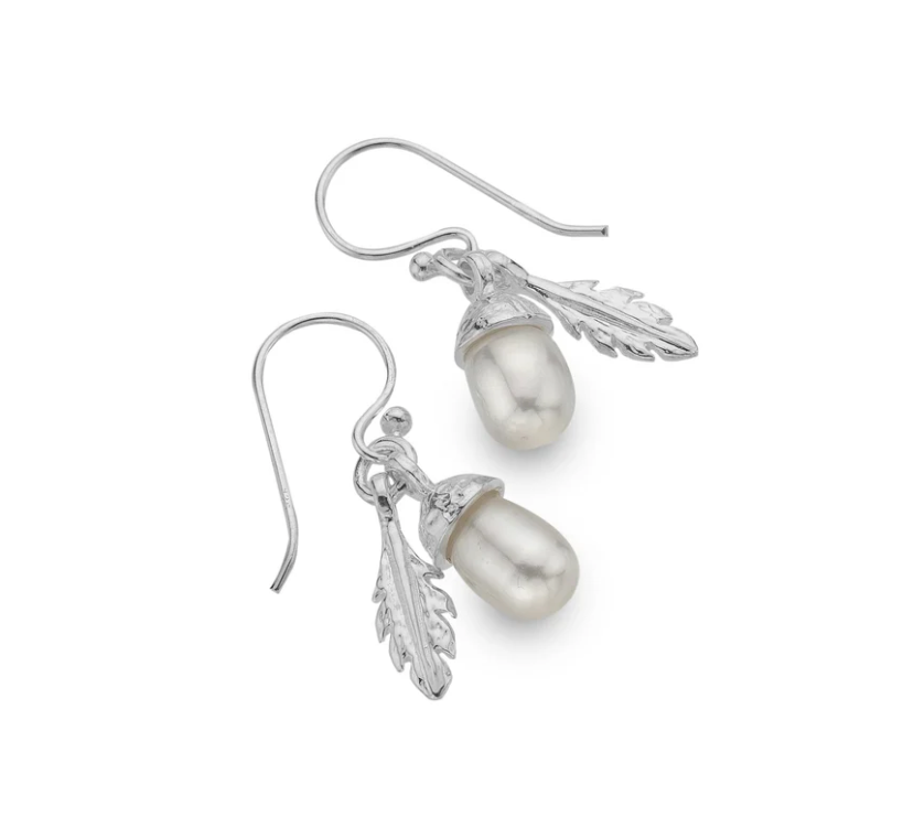 The Acorn and Oak Leaf Pearl Earrings