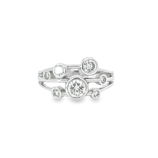 18ct White gold 1.00ct natural diamond bubble ring Ring Domino   